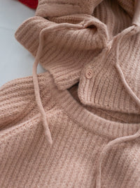 Detachable Hood Knit Top 可拆式連帽圓領針織衫 / KT8194 (Pre-order pink/ Ivory 2月5日截單)
