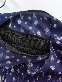 [Style 6] Midnight Starry Floral Dress 深藍繁星小V領顯瘦橡筋連身裙/ DS1070（優惠至 2月13日）