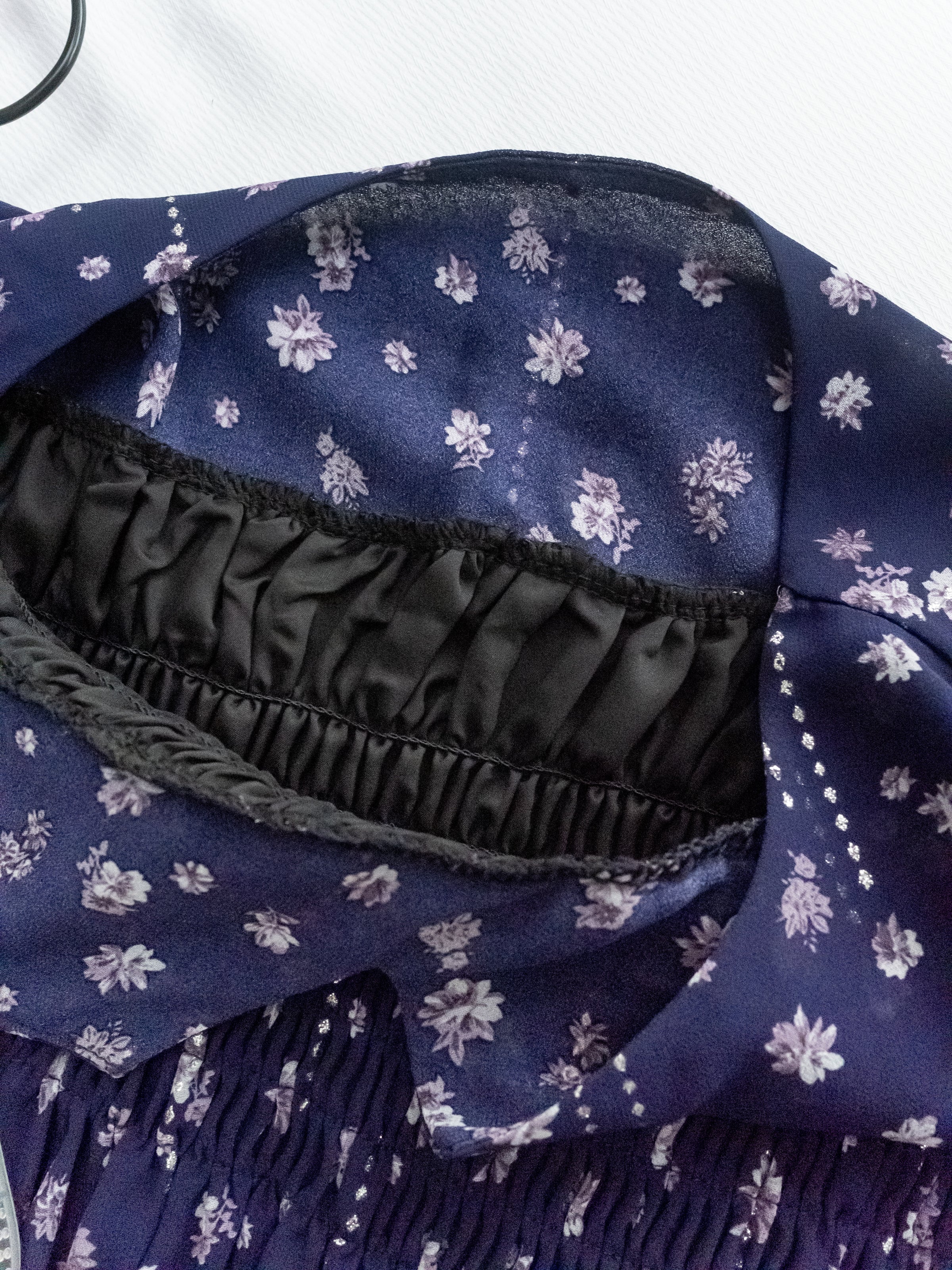 [Style 6] Midnight Starry Floral Dress 深藍繁星小V領顯瘦橡筋連身裙/ DS1070（優惠至 2月13日）