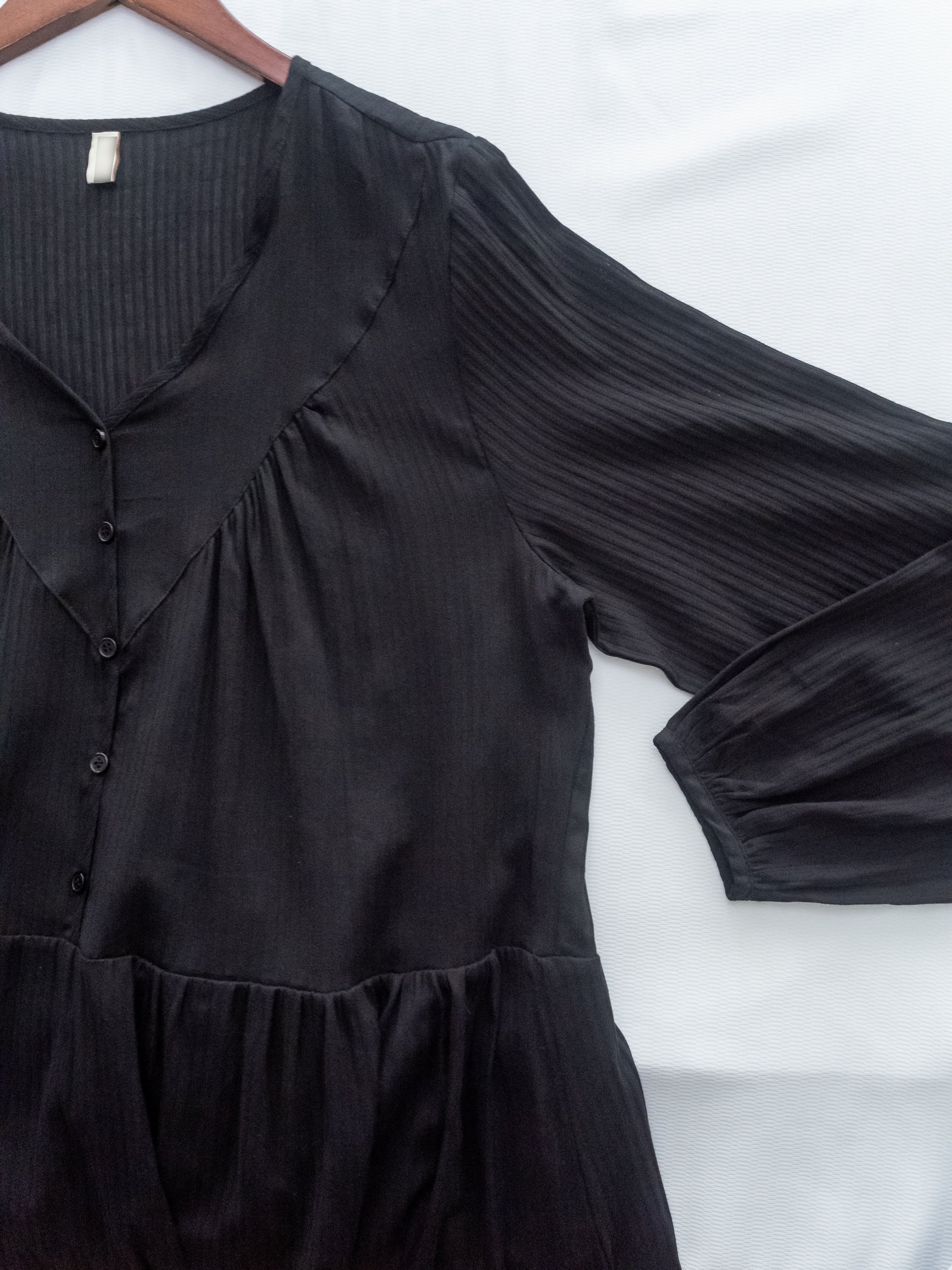 [Style 1] Stripe Cotton Lace Dress V領剪裁通花直紋長裙/ DS1071（優惠至 2月13日）