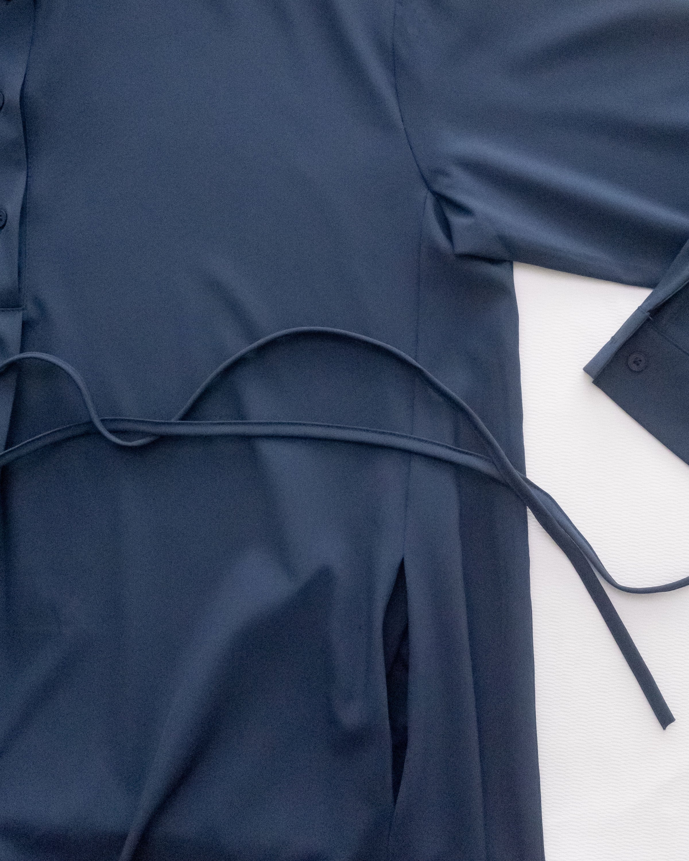 Navy Dress 深藍修腰口袋恤衫裙/ DS1072