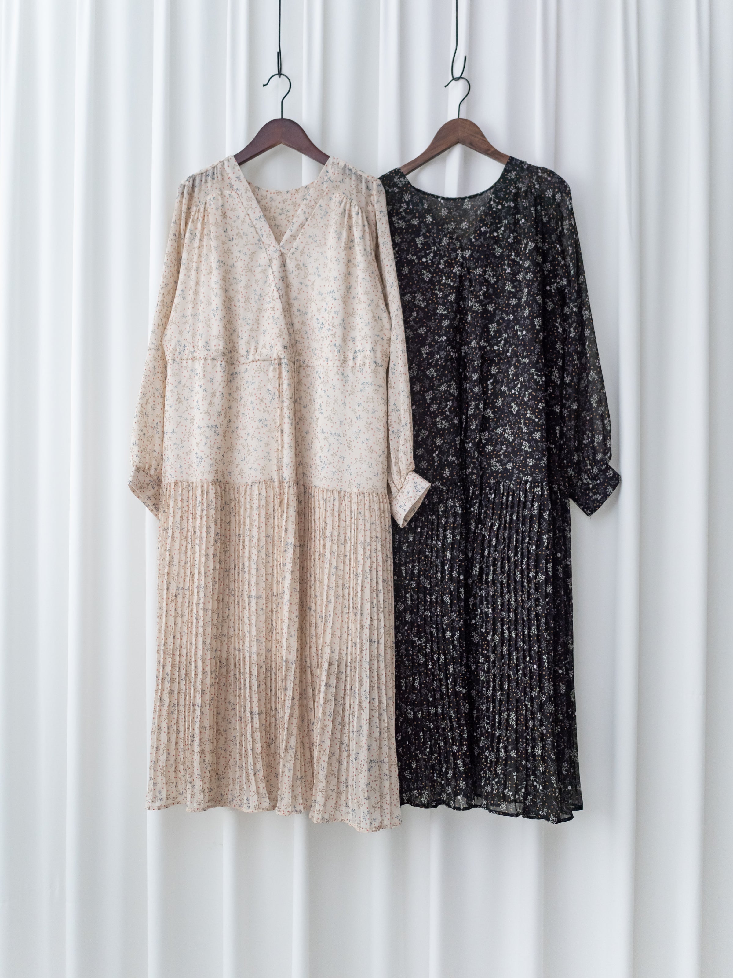 [Style 5] Dot Branches Dress 點點花枝印花雙層細褶質感連身裙/ DS1074（優惠至 2月13日）