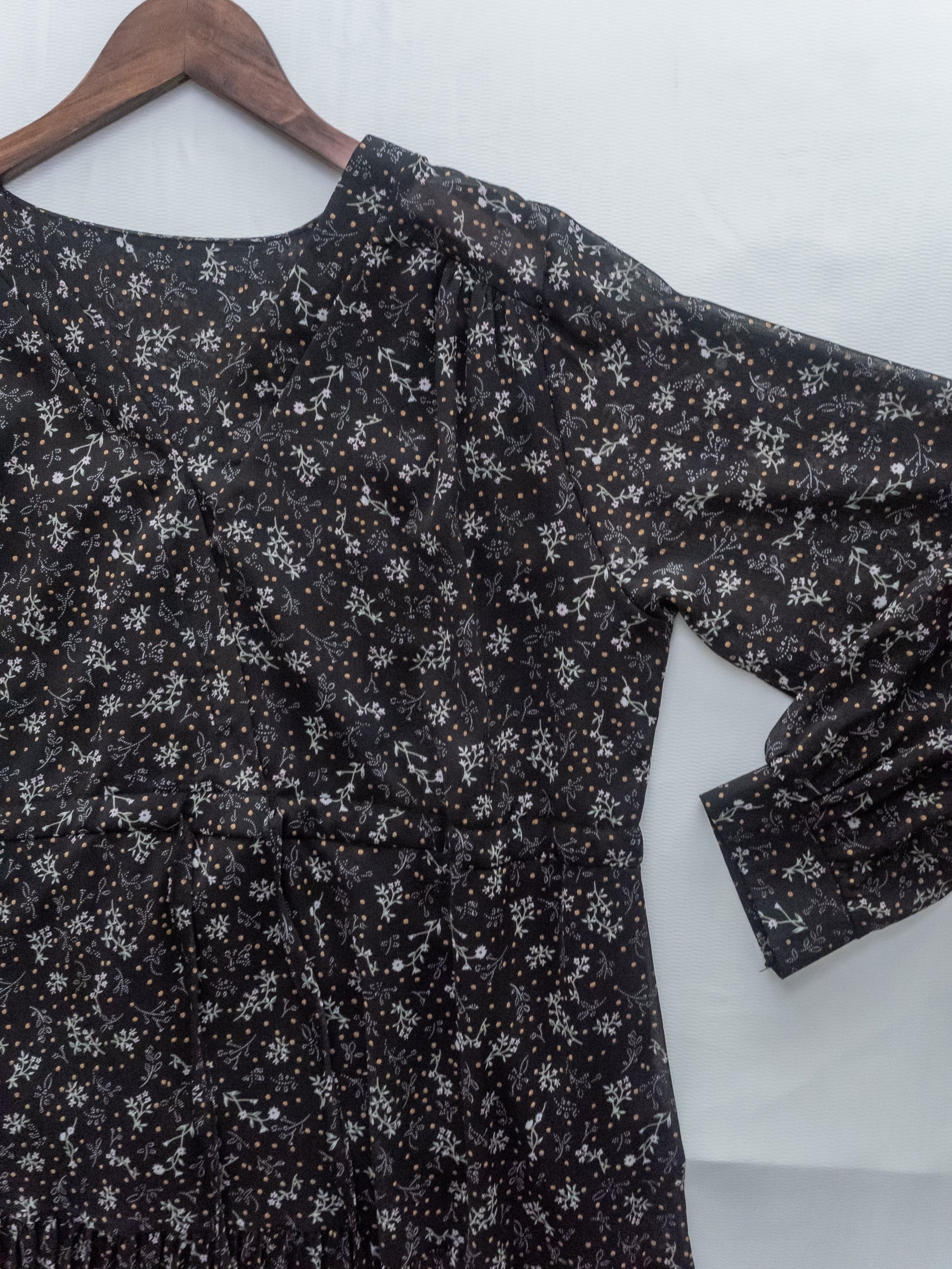 [Style 5] Dot Branches Dress 點點花枝印花雙層細褶質感連身裙/ DS1074（優惠至 2月13日）