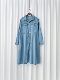 [Style 2] Denim Dress 質感鉑鈕束腰口袋牛仔長裙/ DS1076 （優惠至 2月13日）