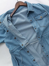 [Style 2] Denim Dress 質感鉑鈕束腰口袋牛仔長裙/ DS1076 （優惠至 2月13日）