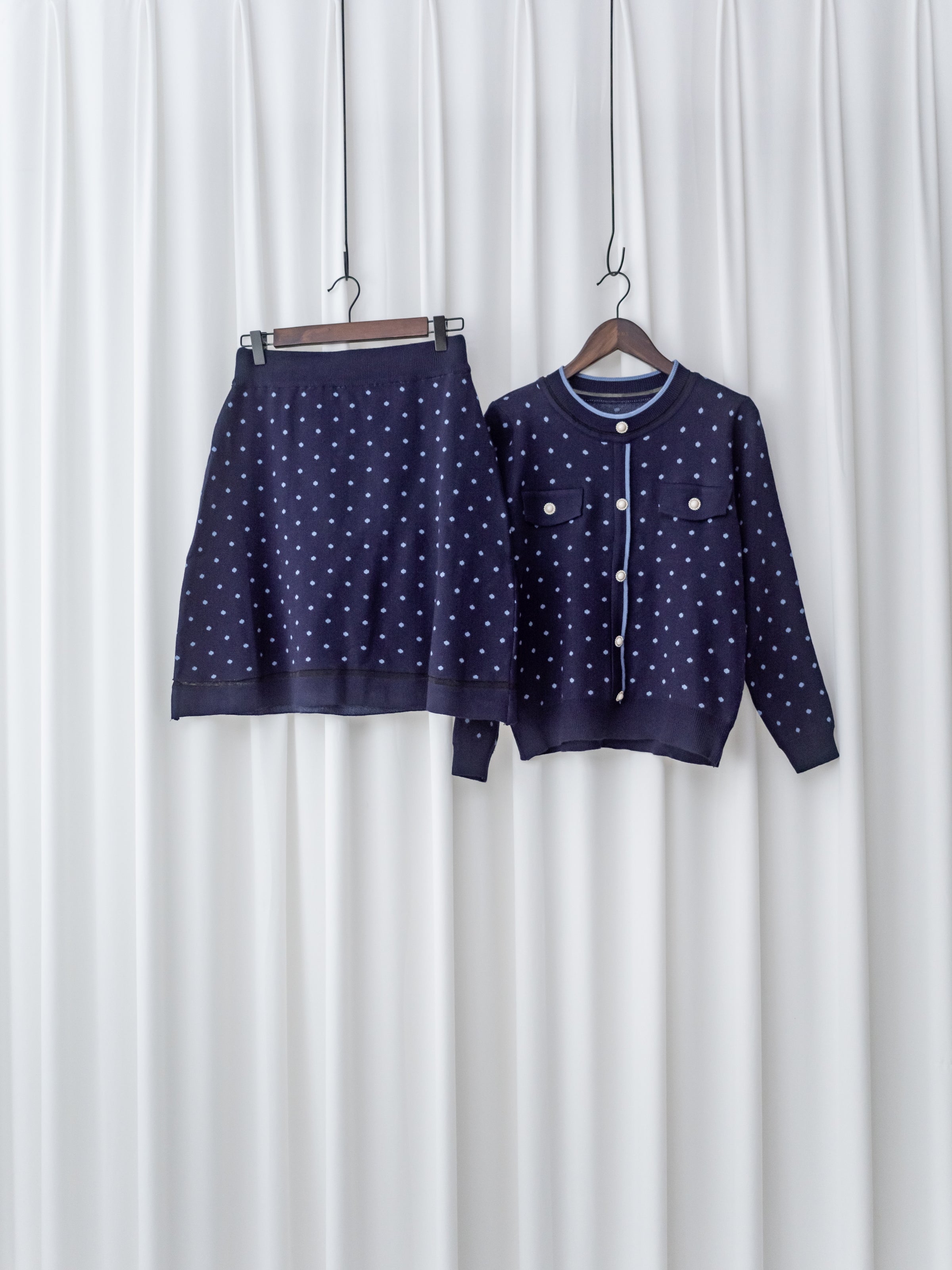 [Style 4] Polka Dot Knit Set 小圓點針織通花邊線精緻套裝/ SE8107（優惠至 2月13日）