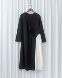 Feather Spliced Dress  立體細褶拼色羽毛紋理側修腰連身裙/ DS1065