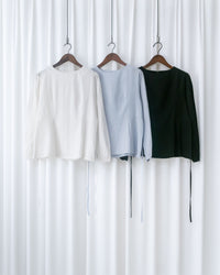 Tailored  Ribbon Top  百搭後拉鍊修腰顯瘦上衣/ BU9131