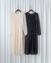 Romantic Dot Dress 浪漫立體點紋修身雪紡連身裙/ DS1073