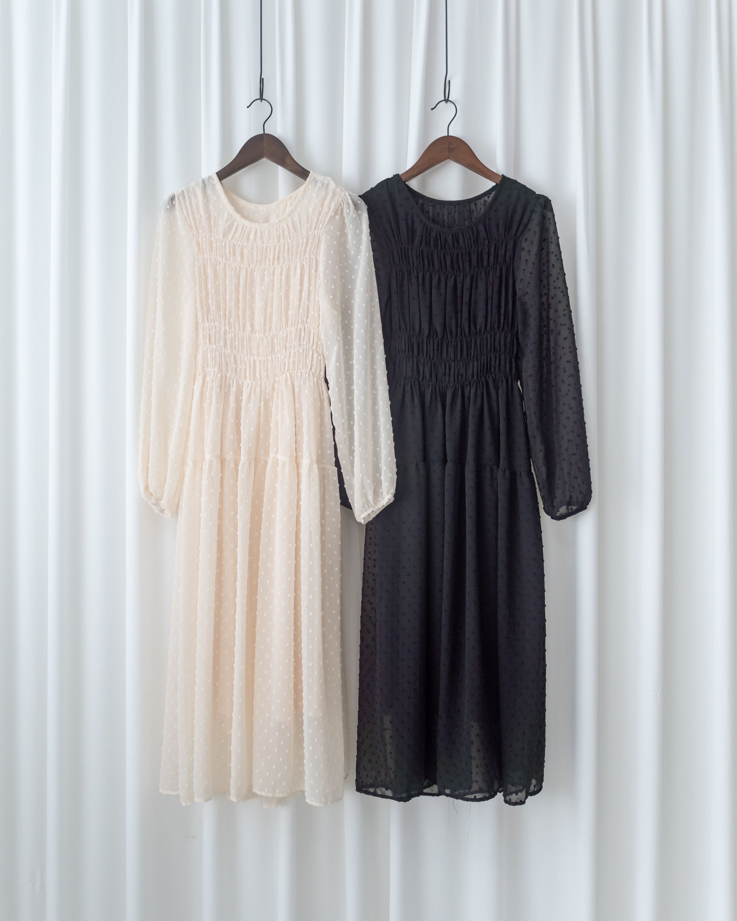 Romantic Dot Dress 浪漫立體點紋修身雪紡連身裙/ DS1073