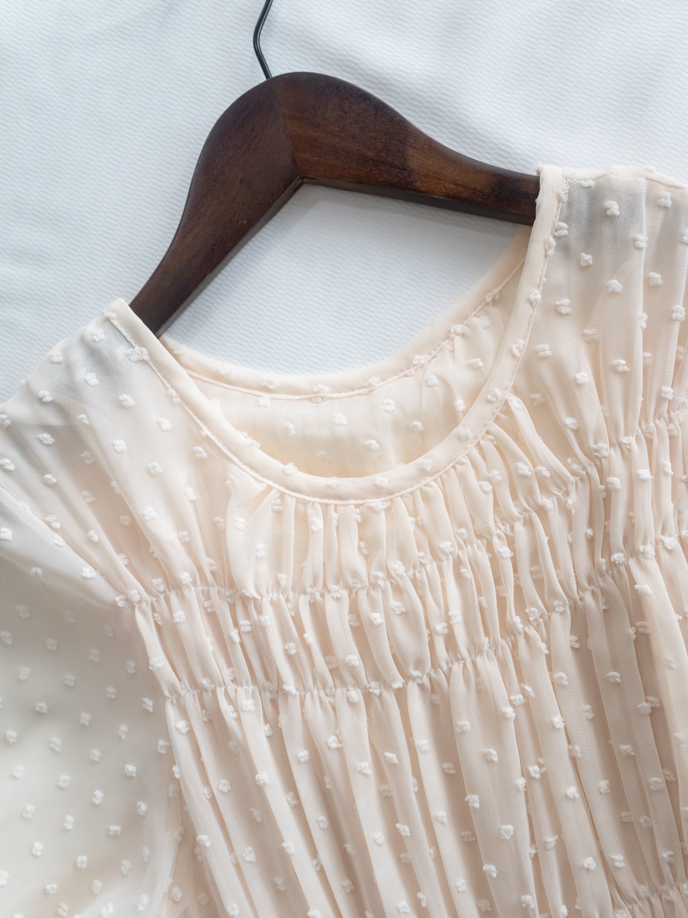 Romantic Dot Dress 浪漫立體點紋修身雪紡連身裙/ DS1073