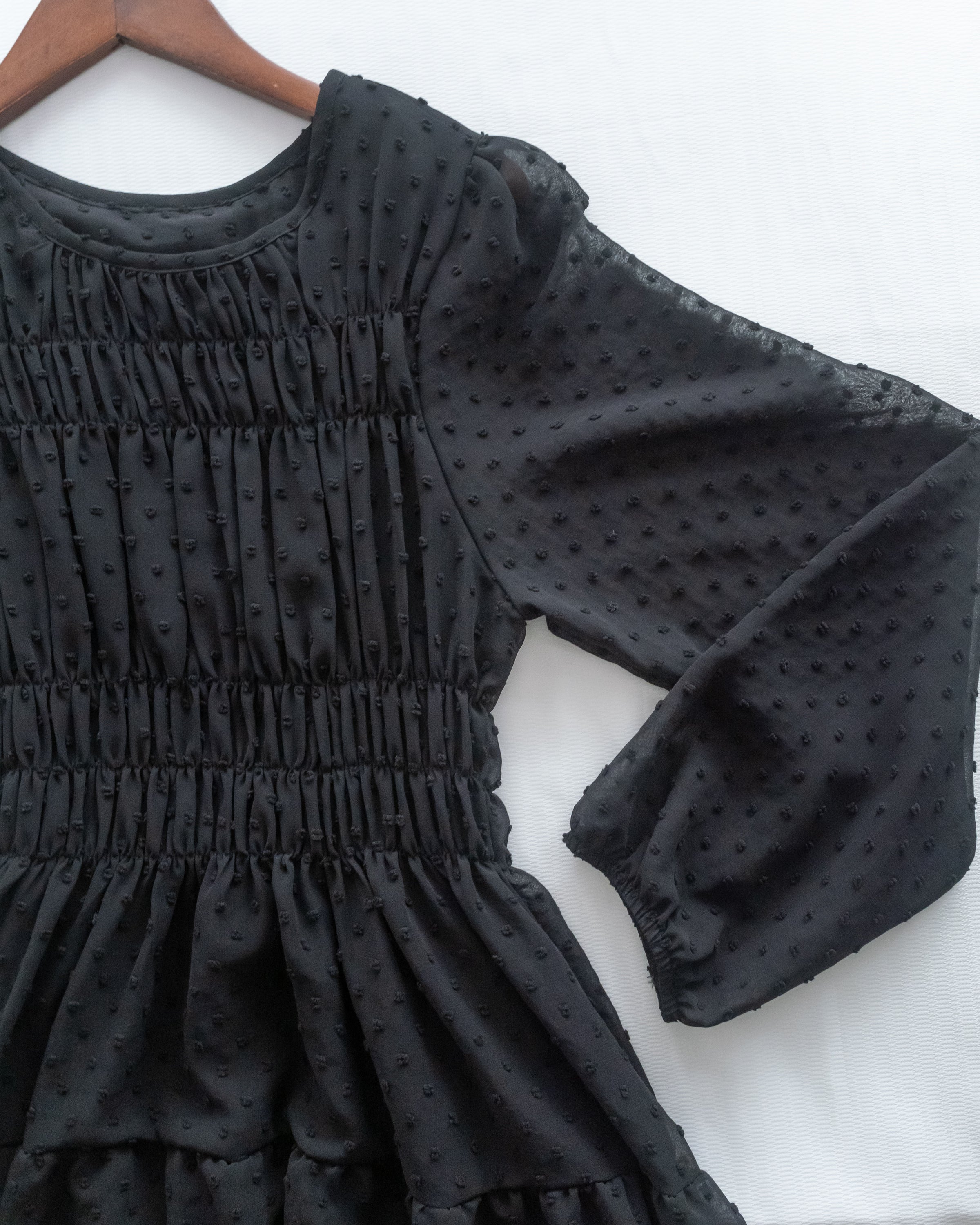 Romantic Dot Dress 浪漫立體點紋修身雪紡連身裙/ DS1073