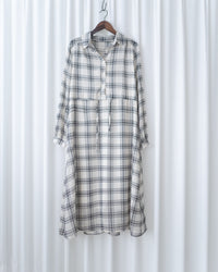 Chiffon Checked Dress 雪紡格紋修腰口袋連身裙/ DS1079