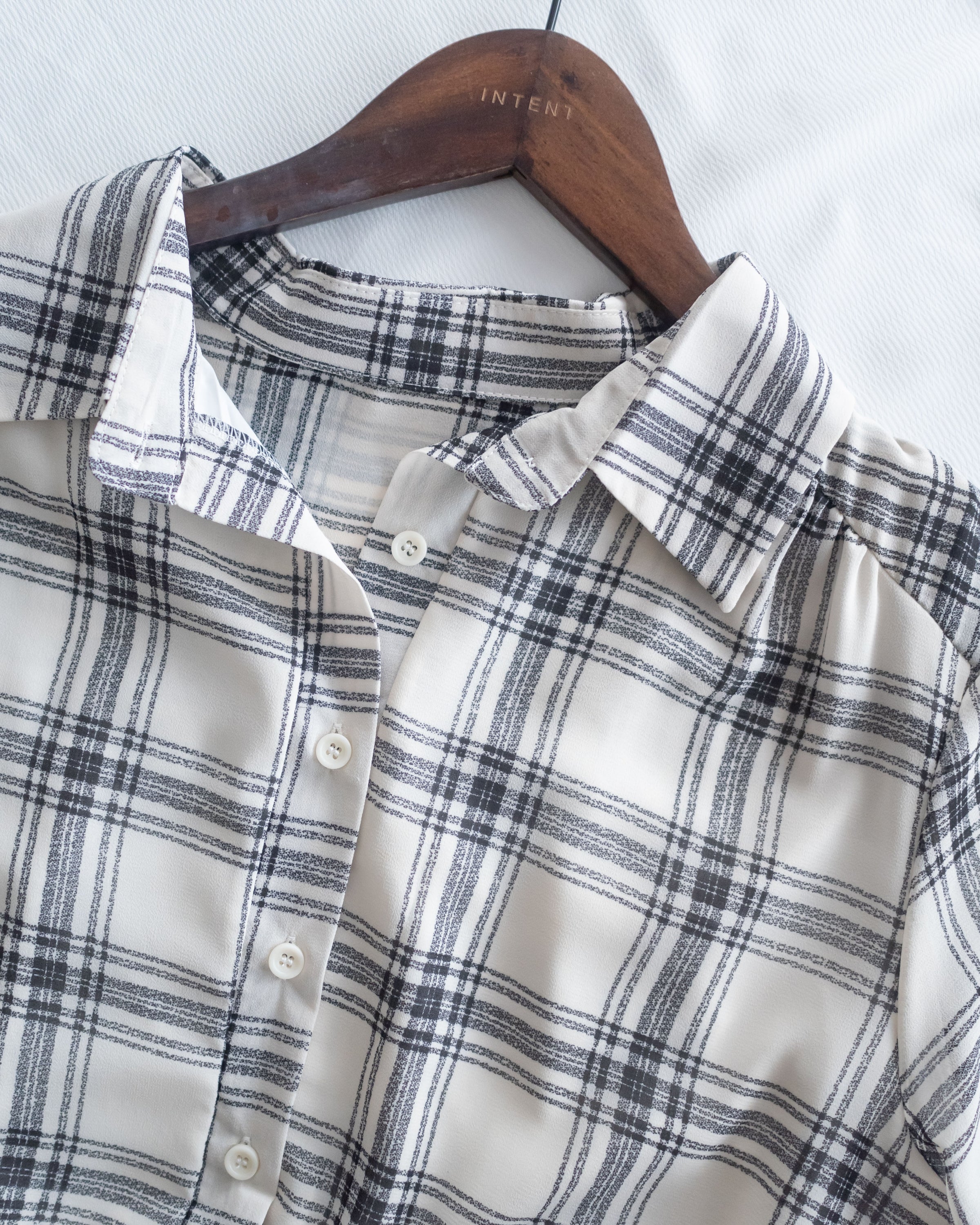 Chiffon Checked Dress 雪紡格紋修腰口袋連身裙/ DS1079