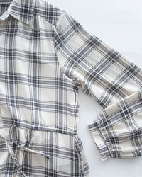 Chiffon Checked Dress 雪紡格紋修腰口袋連身裙/ DS1079