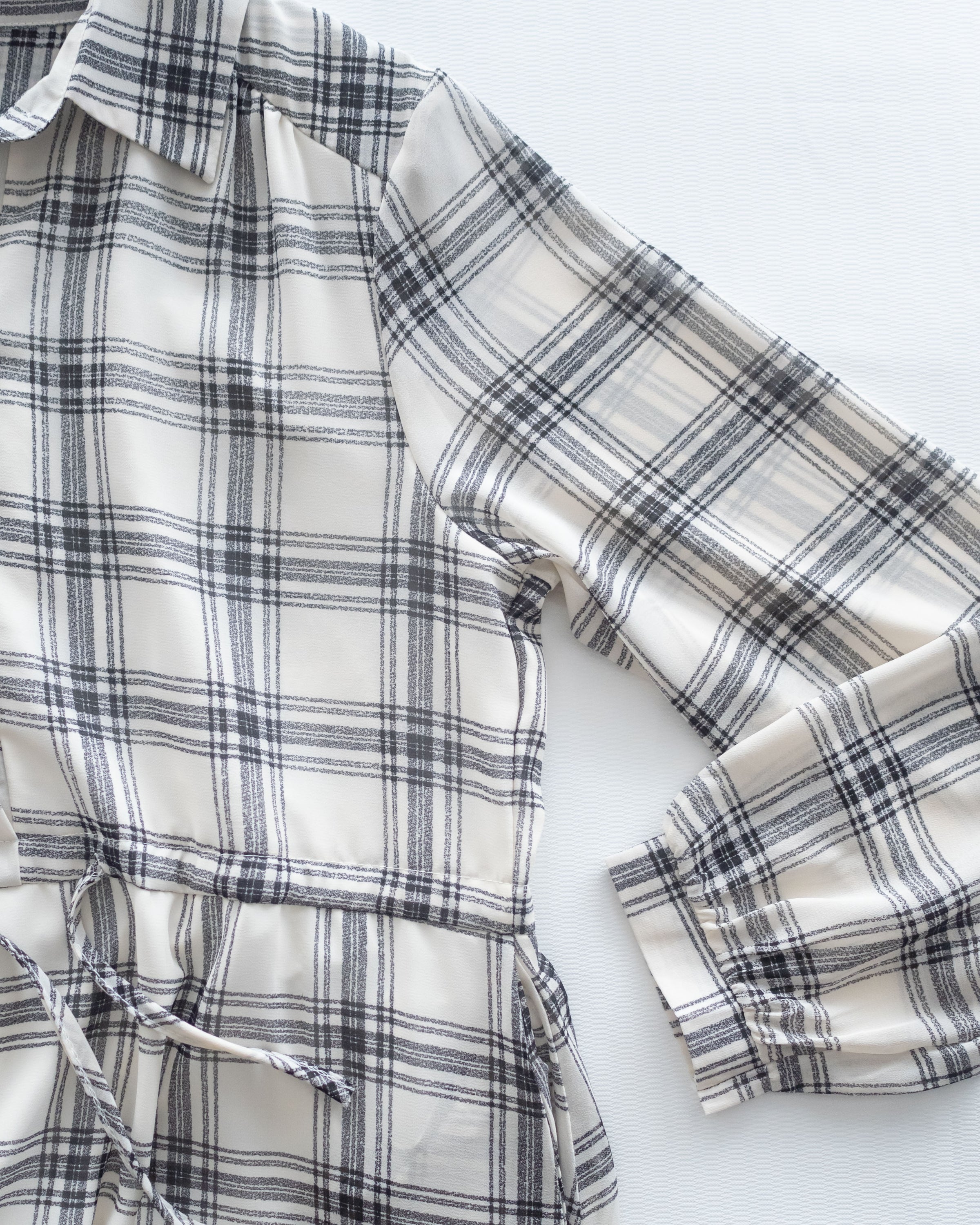 Chiffon Checked Dress 雪紡格紋修腰口袋連身裙/ DS1079