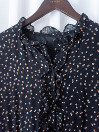 Dot Ruffle Dress 點點荷葉邊修腰雪紡連身裙/ DS1040