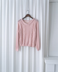 V Braid Knit Top 不起毛彈性線料扭麻花針織衫/ KT8176