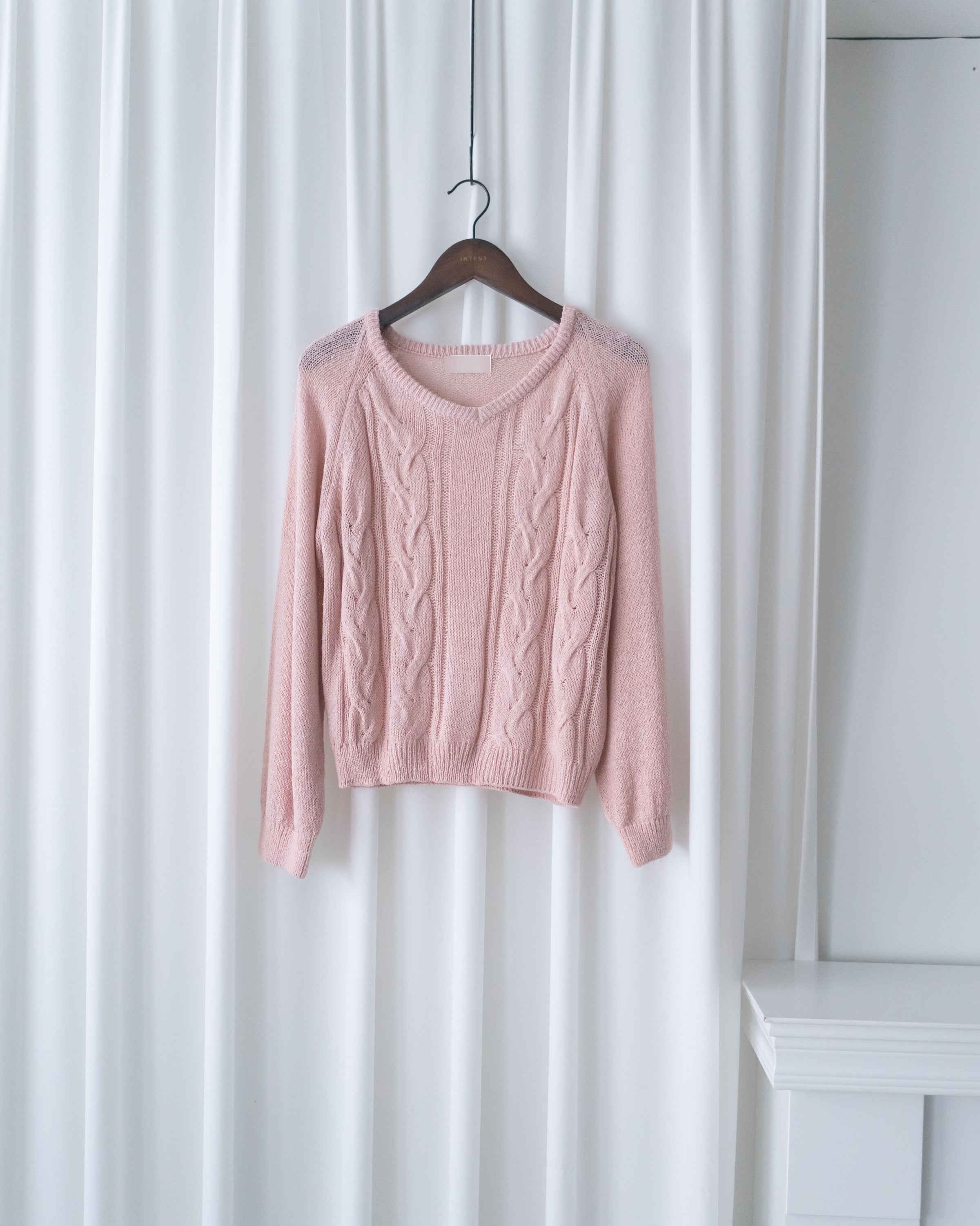 V Braid Knit Top 不起毛彈性線料扭麻花針織衫/ KT8176