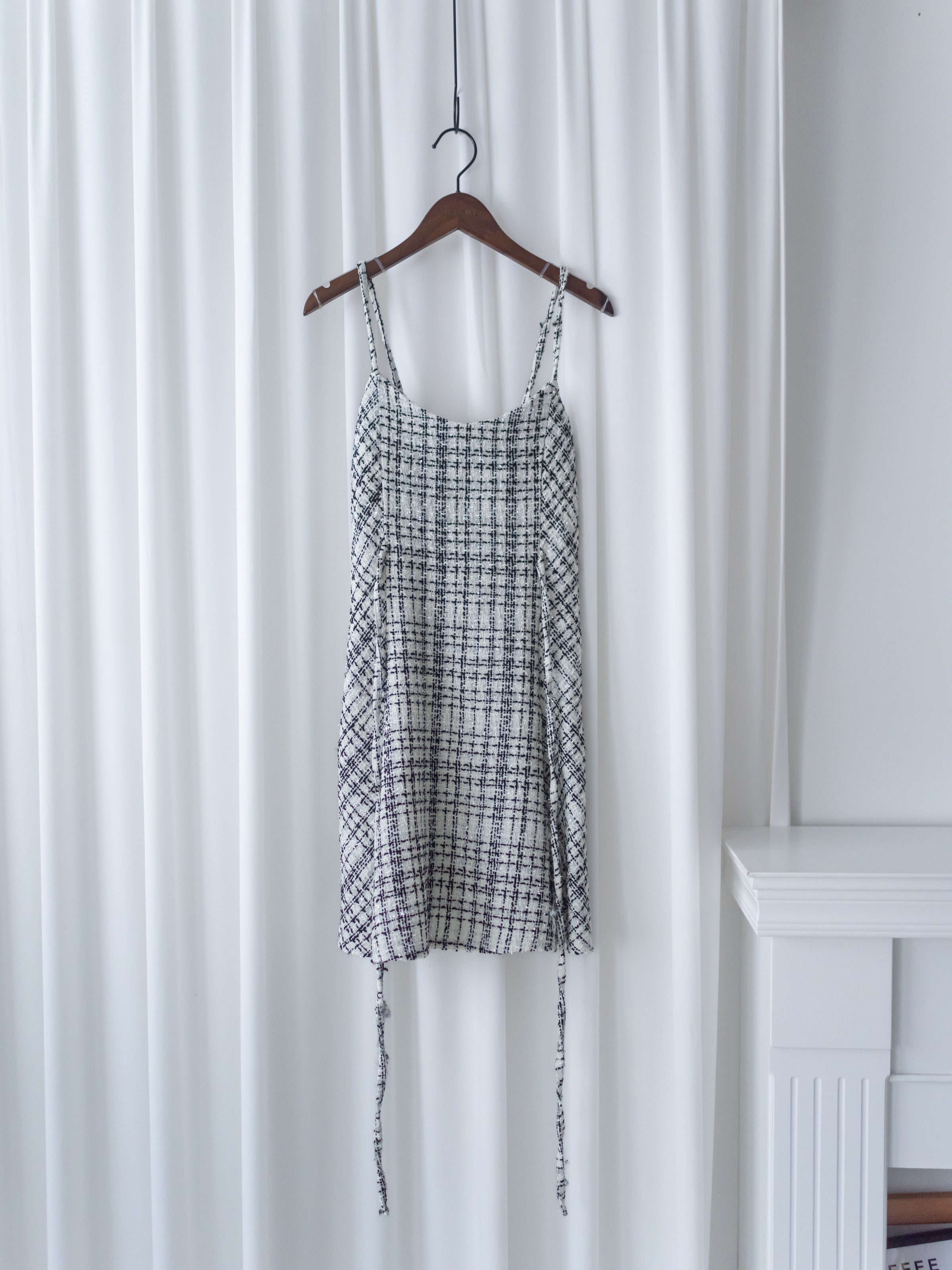 Tweed Dress 混閃十字線合身後橡筋膝上連身裙/ DS9788