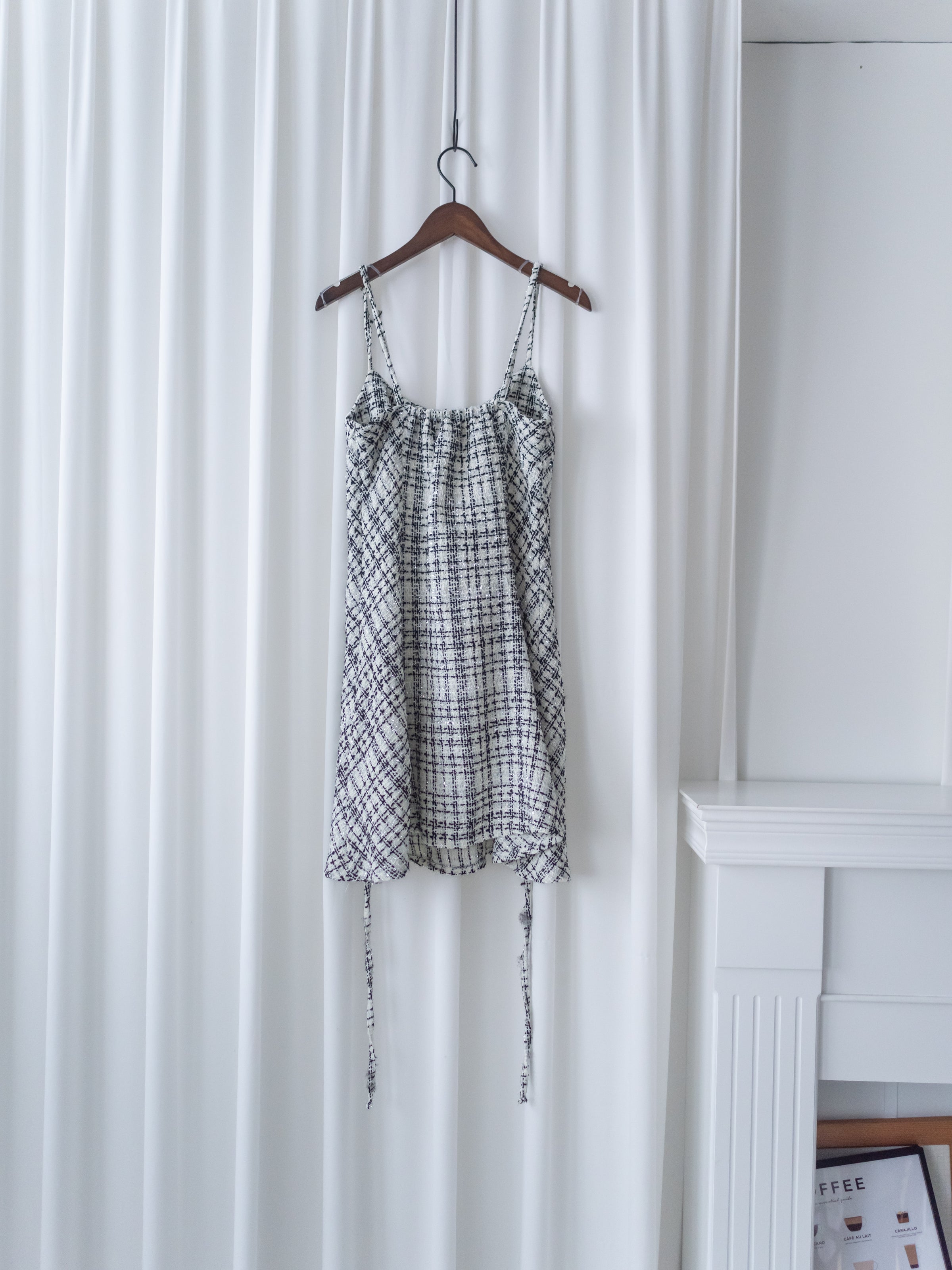 Tweed Dress 混閃十字線合身後橡筋膝上連身裙/ DS9788