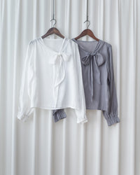 [intent label/intent製 ] Scarf Ribbon Blouse 微側蝴蝶結質感飄逸上衣/ BU9123