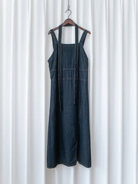 Denim Vest Dress 深藍隨性側開衩質感牛仔吊帶裙/ DS1084