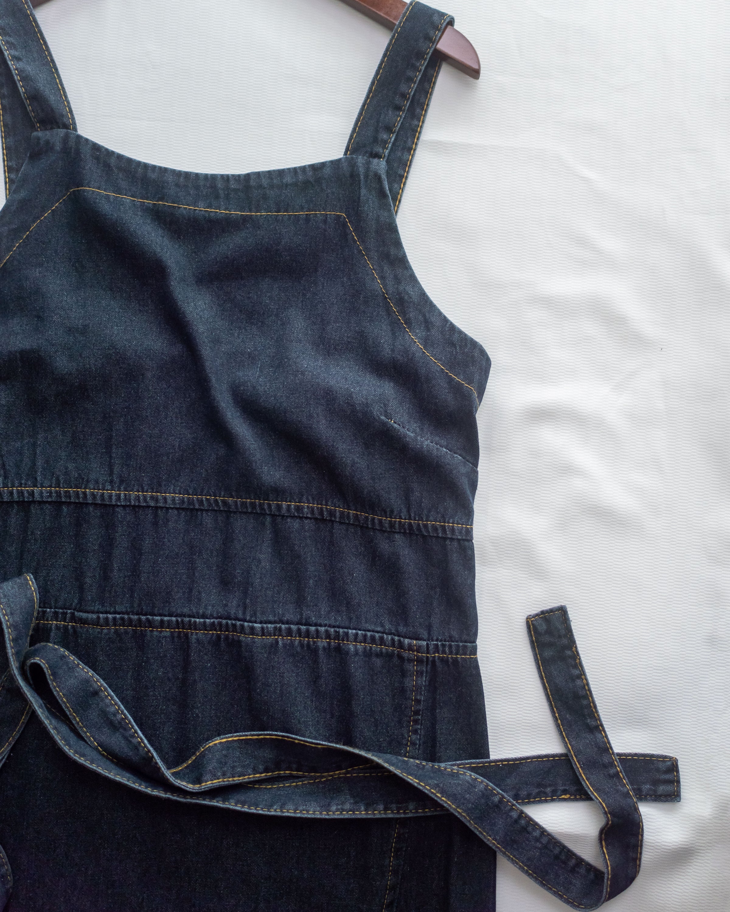 Denim Vest Dress 深藍隨性側開衩質感牛仔吊帶裙/ DS1084