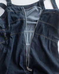 Denim Vest Dress 深藍隨性側開衩質感牛仔吊帶裙/ DS1084