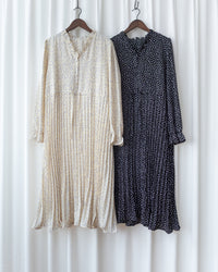 Watercolour Heart Pleated Dress 氣質水彩疊層心形V領百褶連身裙/ DS1085