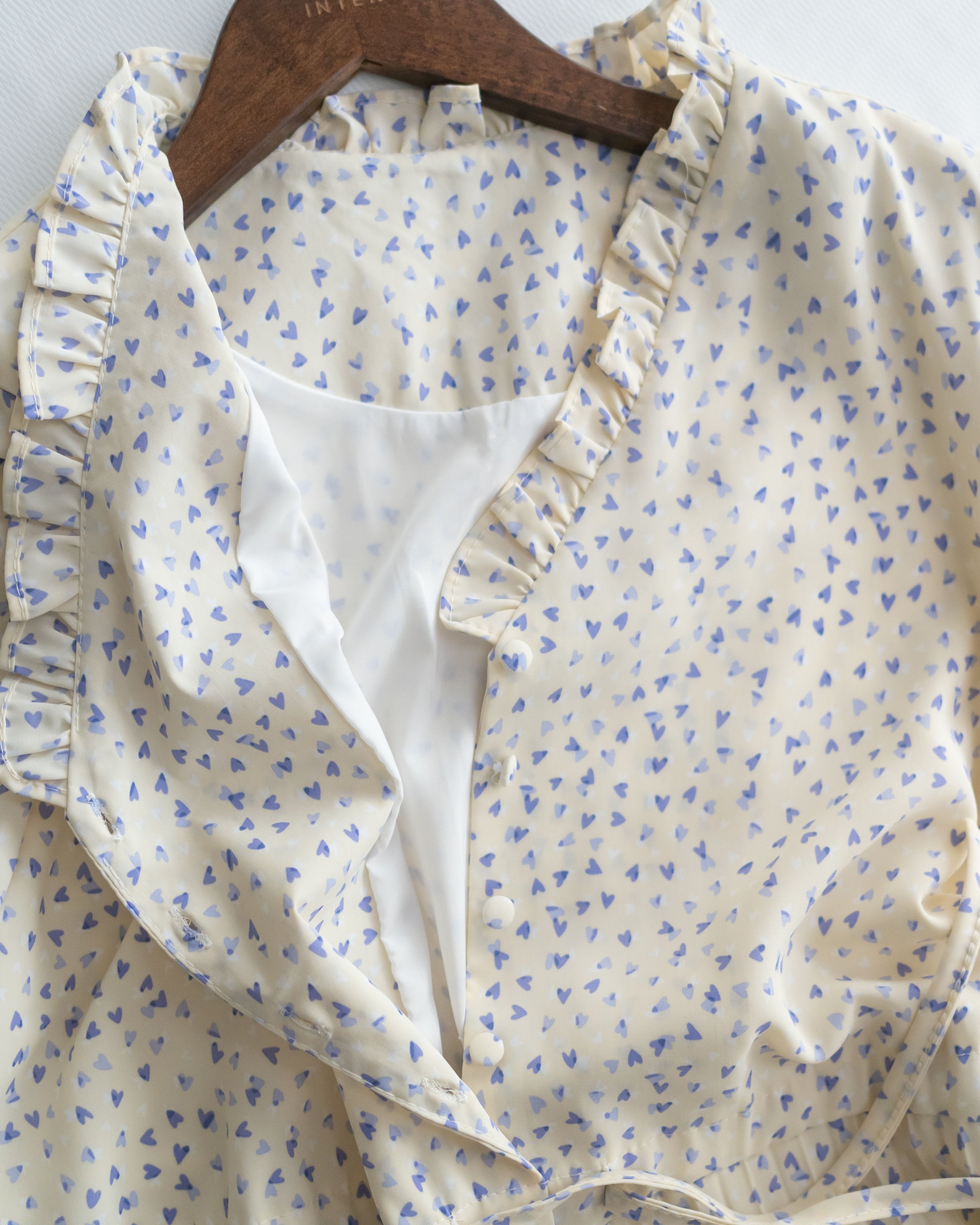 Watercolour Heart Pleated Dress 氣質水彩疊層心形V領百褶連身裙/ DS1085