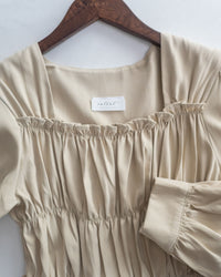 Sophie Dress 方領柔霧面料橡筋修身傘魚尾長裙/ DS1086