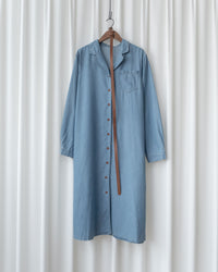 RoseGold Belt Denim Dress 玫瑰金飾扣腰帶輕復古翻領牛仔連身裙/ DS1087