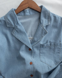 RoseGold Belt Denim Dress 玫瑰金飾扣腰帶輕復古翻領牛仔連身裙/ DS1087