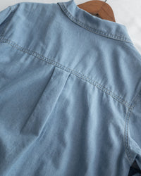 RoseGold Belt Denim Dress 玫瑰金飾扣腰帶輕復古翻領牛仔連身裙/ DS1087