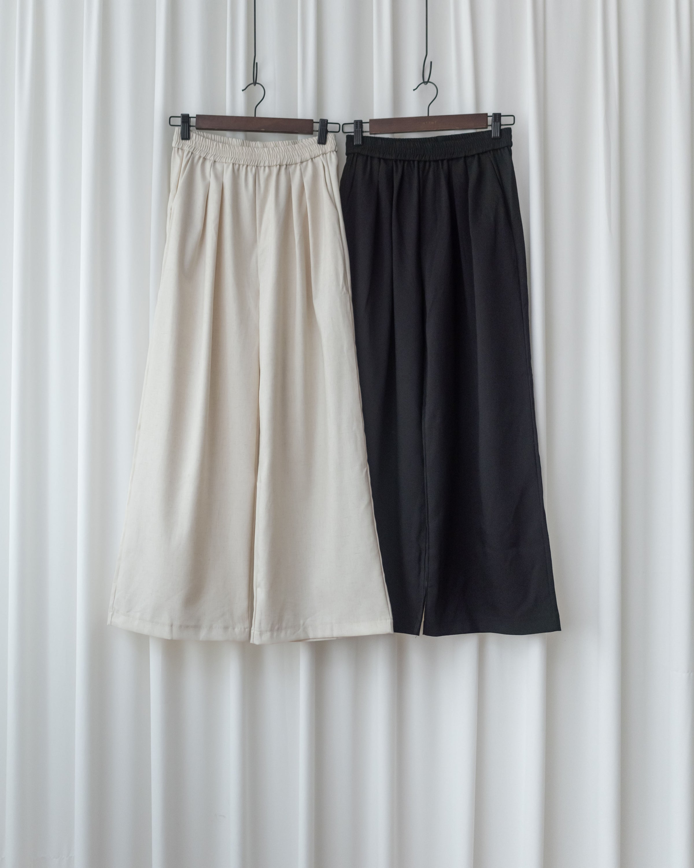 Linen-Cotton Skirt Pants 舒適麻棉仿真褲頭橡筋腰闊褲/ SK8932
