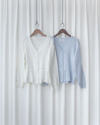 Floral Edge Cardigan 花邊修身彈力輕修腰針織上衣外套/ TP9209