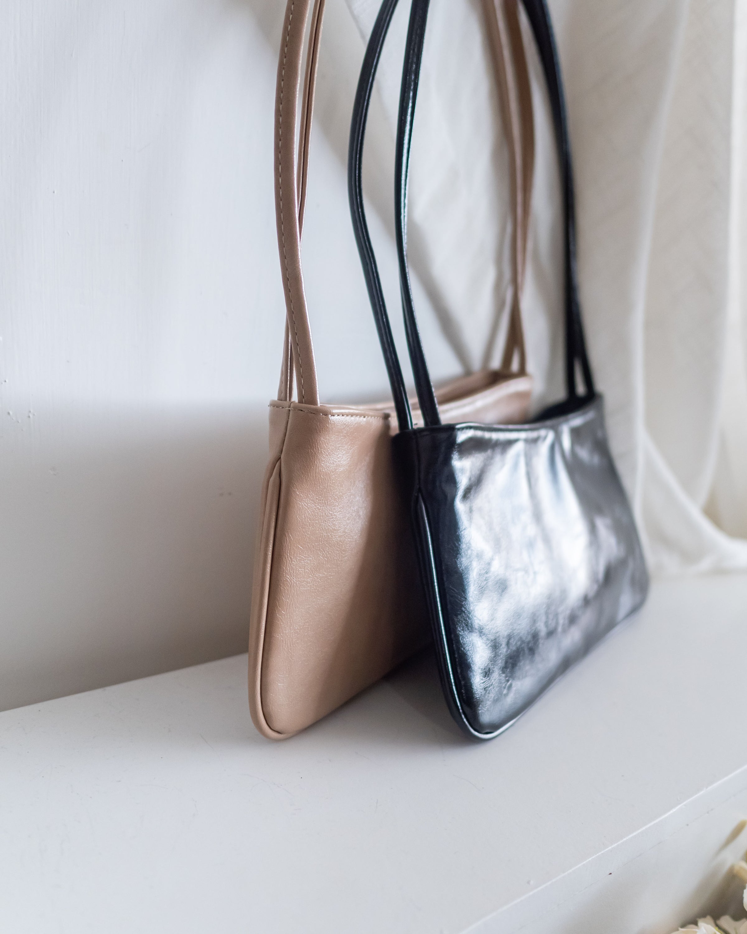 Double Strap Shoulder Bag 輕法式光澤皮感細帶腋下包/ BG8093