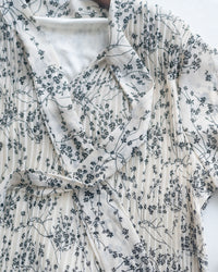 Branches Scarf Pleated Dress 絲帶花枝雙寬度褶紋修腰長裙/ DS1090