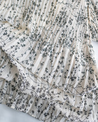 Branches Scarf Pleated Dress 絲帶花枝雙寬度褶紋修腰長裙/ DS1090