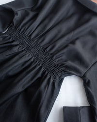 Collar Pleated Dress 翻領口前車褶顯瘦修腰口袋連身裙/ DS1092