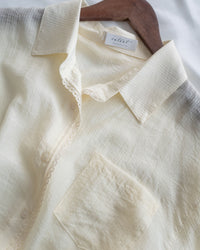 Pastel Yellow Lace Shirt Set 淡黃色花邊層次恤衫套裝/ SE8082
