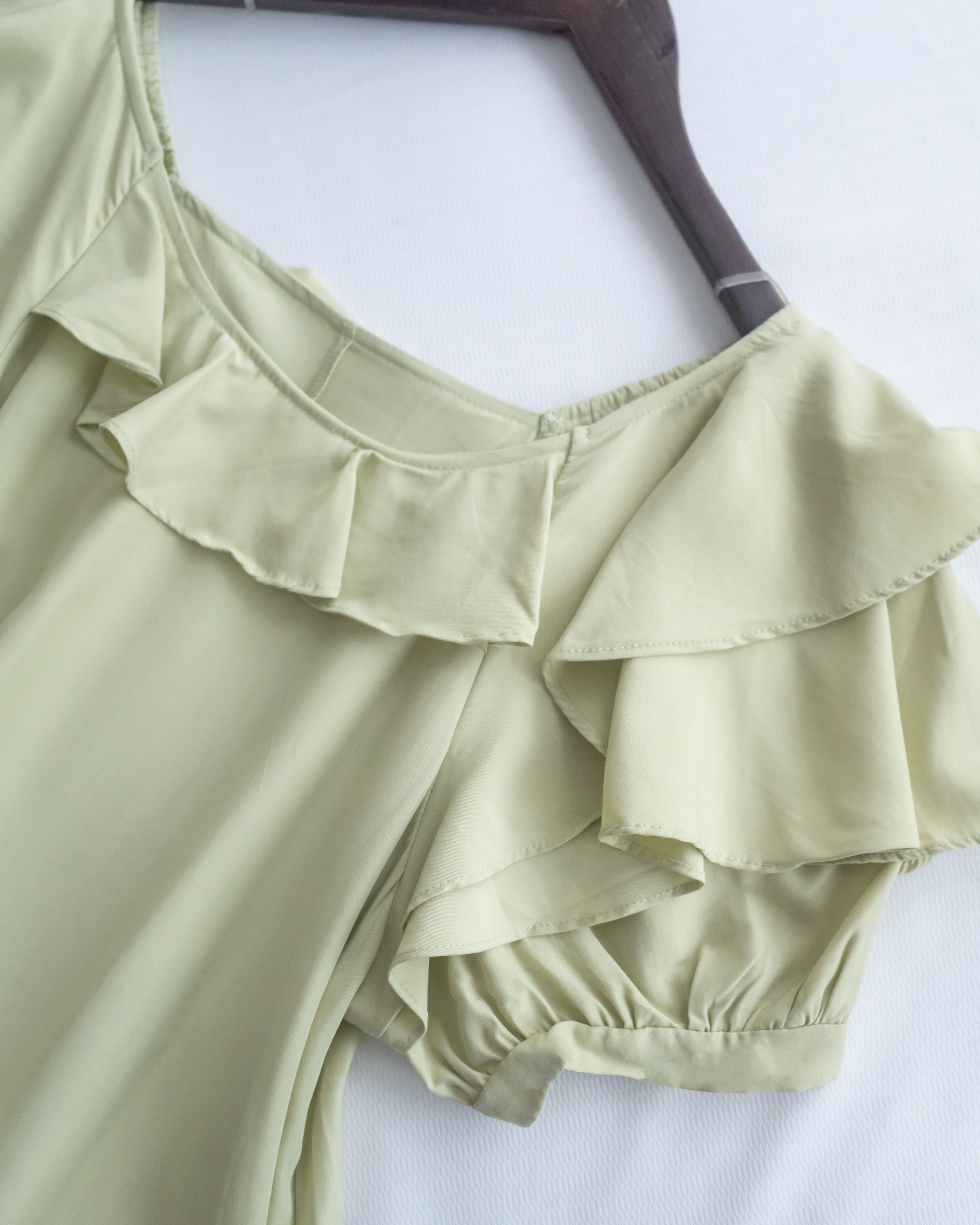 Ruffle Square Dress 荷葉方領隨性口袋修腰連衣裙/ DS1096