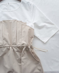 Spliced Beige Dress 拼接立體層次彈性修腰連身裙/ DS1097(pre-order)