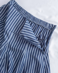 Blue Striped Skirt 法藍色細條紋腰間微修傘裙/ SK8937