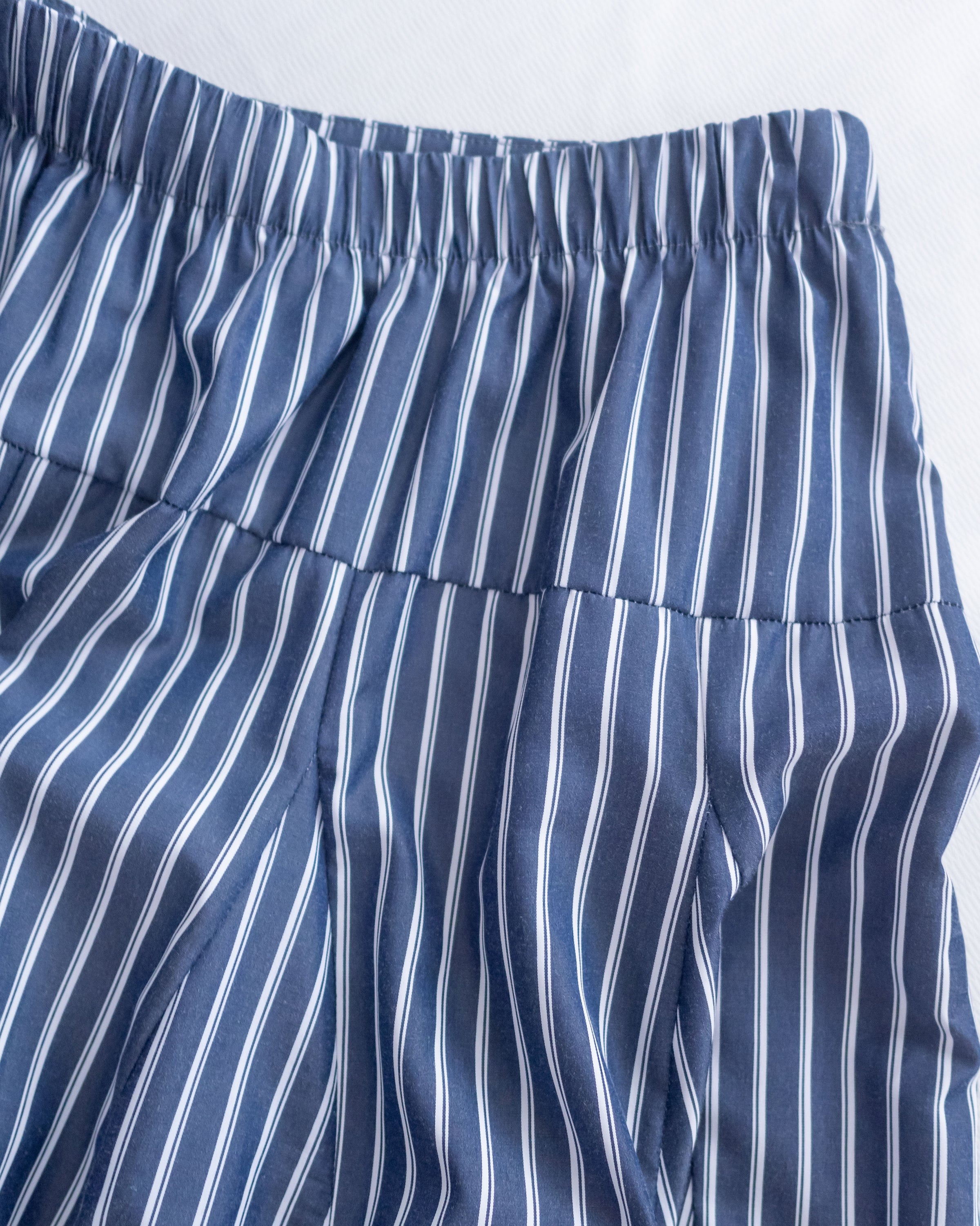 Blue Striped Skirt 法藍色細條紋腰間微修傘裙/ SK8937
