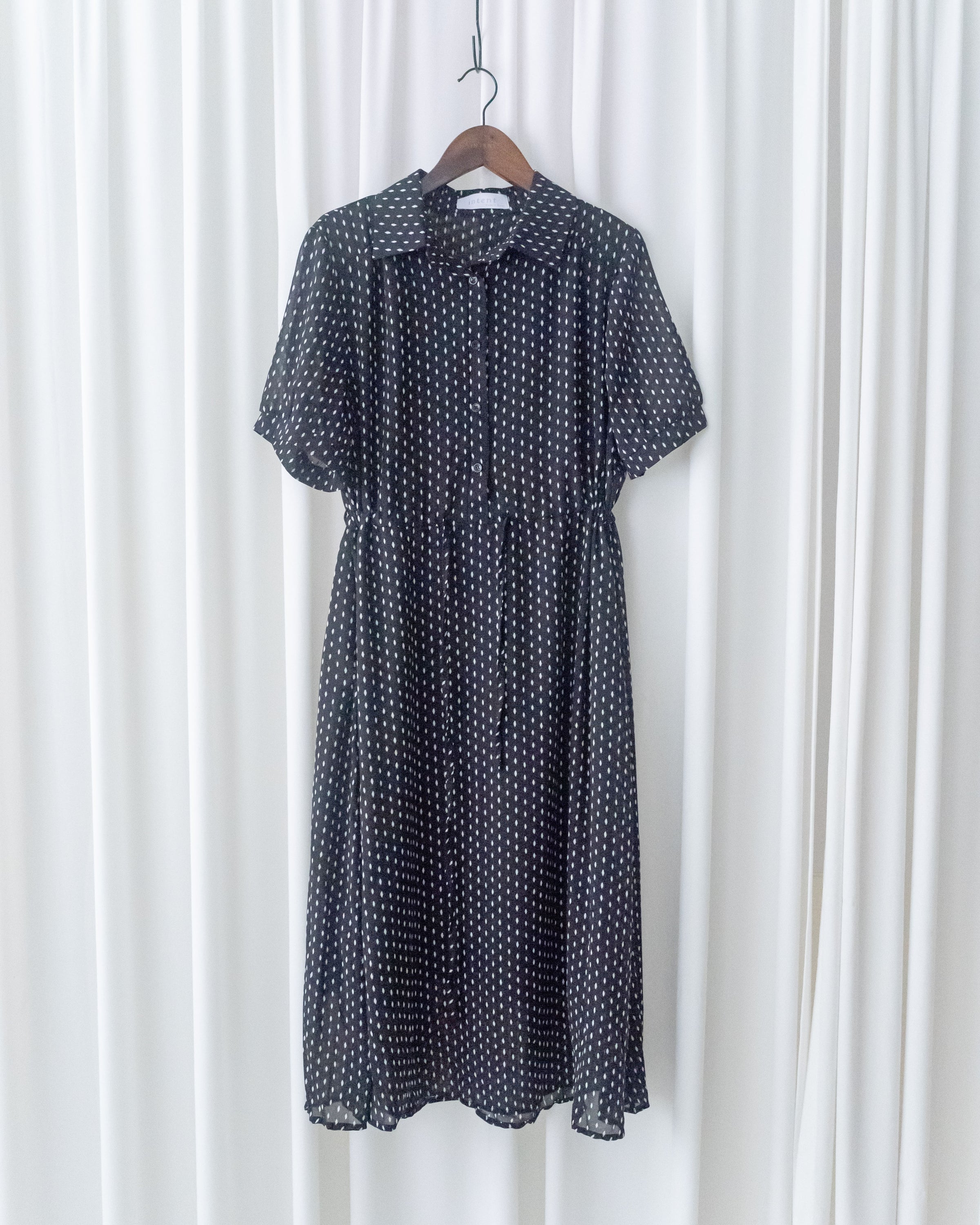 [intent label/intent製 ]  Rhombus Dress  菱形印花雪紡隨性口袋連身裙/ DS9987