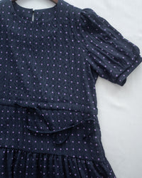 Square Palette Dress 幾何圖案珍珠後扣層次連身裙/ DS1104