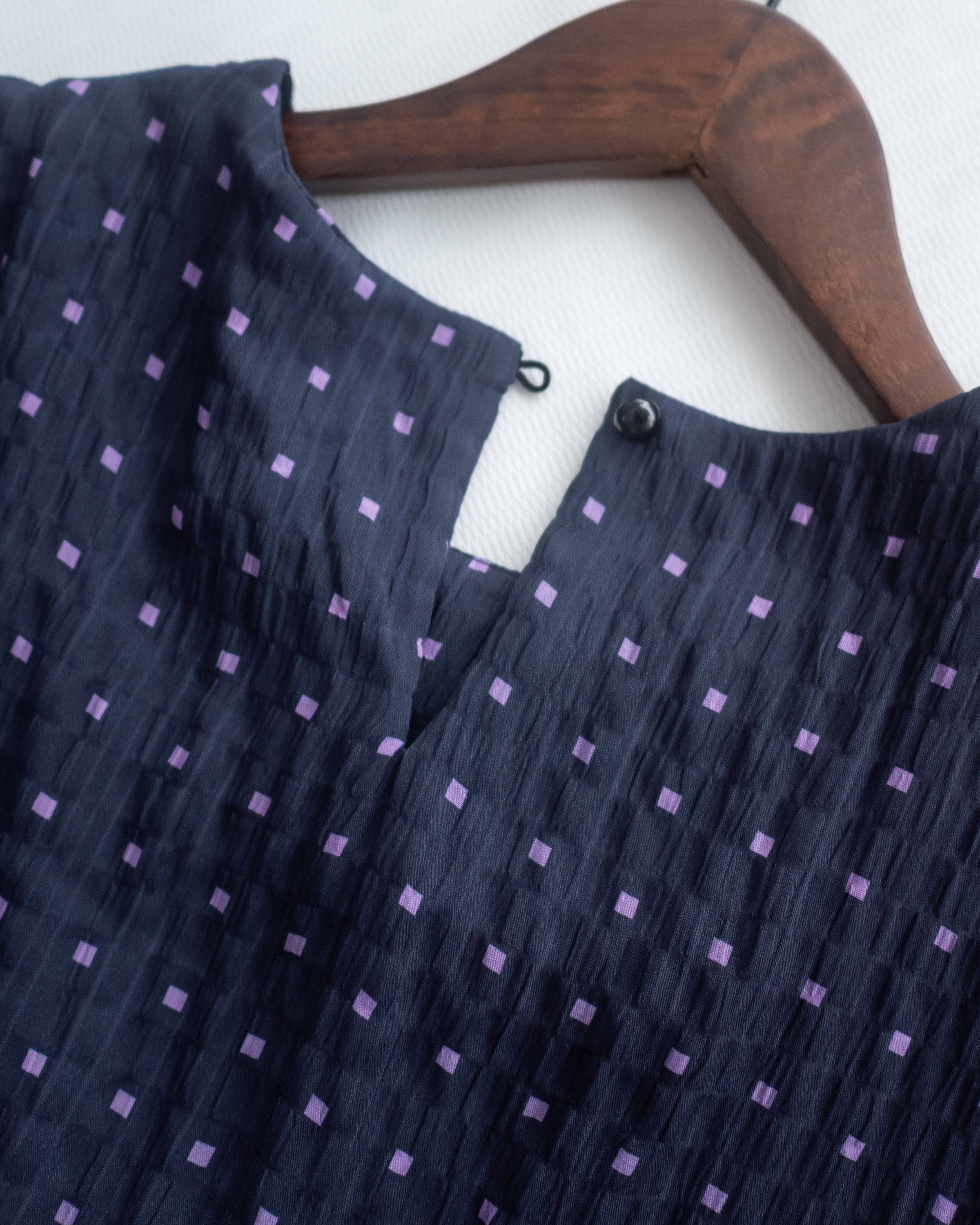 Square Palette Dress 幾何圖案珍珠後扣層次連身裙/ DS1104