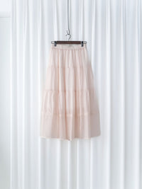 【現貨限量回歸 】Sakura Lace Skirt 櫻花粉通花層次質感傘裙/ SK8938